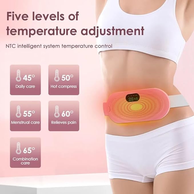 DAMLUX Portable Cordless Heating Pad,Heating Pad for Menstrual Cramps with 5 Heat Levels and 4 Vibration Massage Modes,Electric Fast Heating Belly Wrap Belt for Pain Relieve