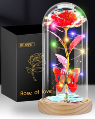 Otlonpe Rose Flower Gifts for Women,Valentines Day Gifts for Her,Birthday Gifts for Women,Gifts for Mom,Light Up Glass Rose Gifts for Girlfriend Wife,Moms Gifts for Mothers Day