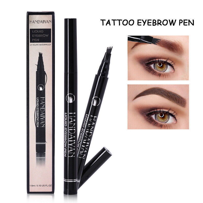 New 3D Eyebrow Tattoo Fork Pen Pencil Microblading 4Tip Brow Enhancer Waterproof