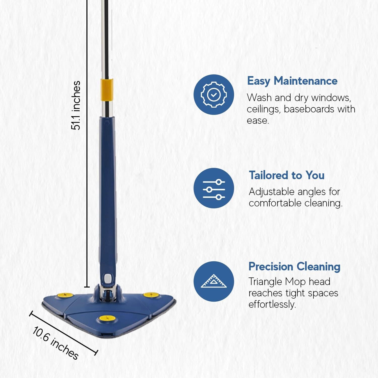 360° Rotatable Adjustable Cleaning Mop Triangle Lazy Mop Multifunctional Wet Dry