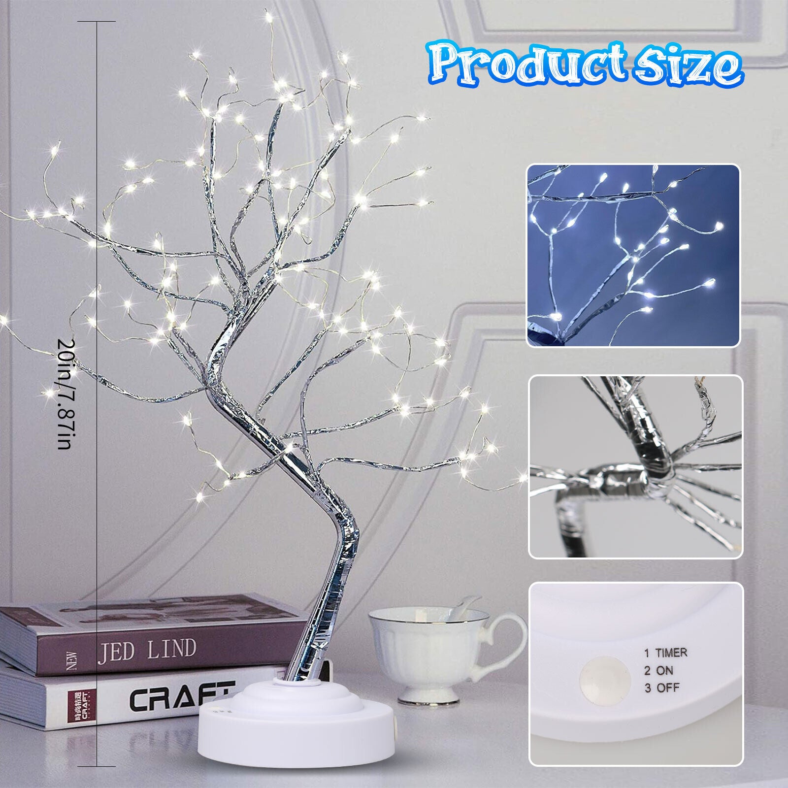 1X Led Bonsai Tree with Timing 20 Inches Fairy Light Spirit Tree Battery or USB