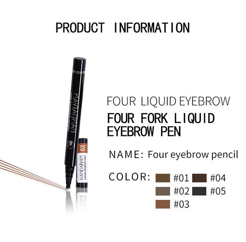 New 3D Eyebrow Tattoo Fork Pen Pencil Microblading 4Tip Brow Enhancer Waterproof