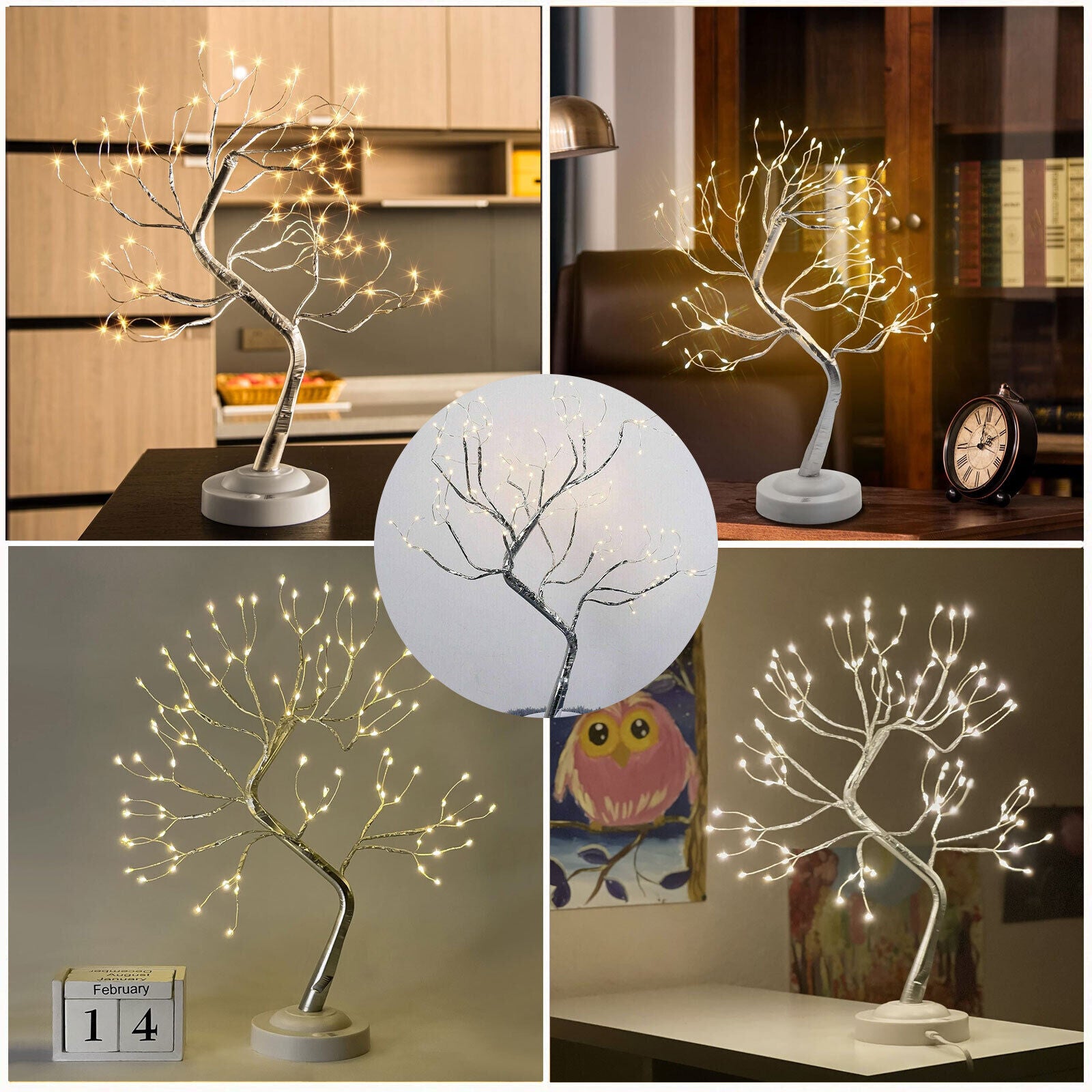 1X Led Bonsai Tree with Timing 20 Inches Fairy Light Spirit Tree Battery or USB