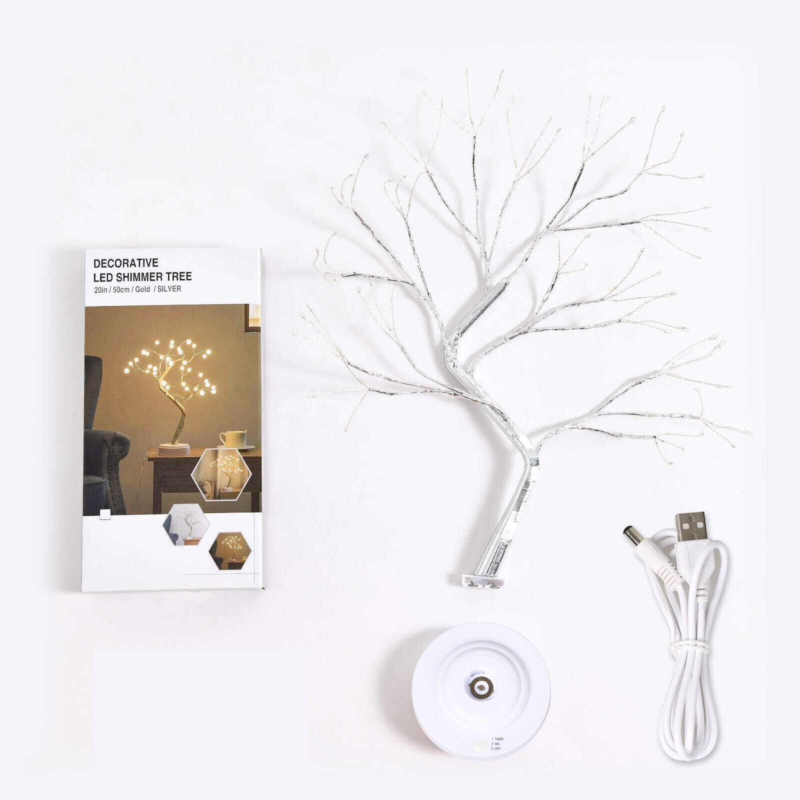 1X Led Bonsai Tree with Timing 20 Inches Fairy Light Spirit Tree Battery or USB