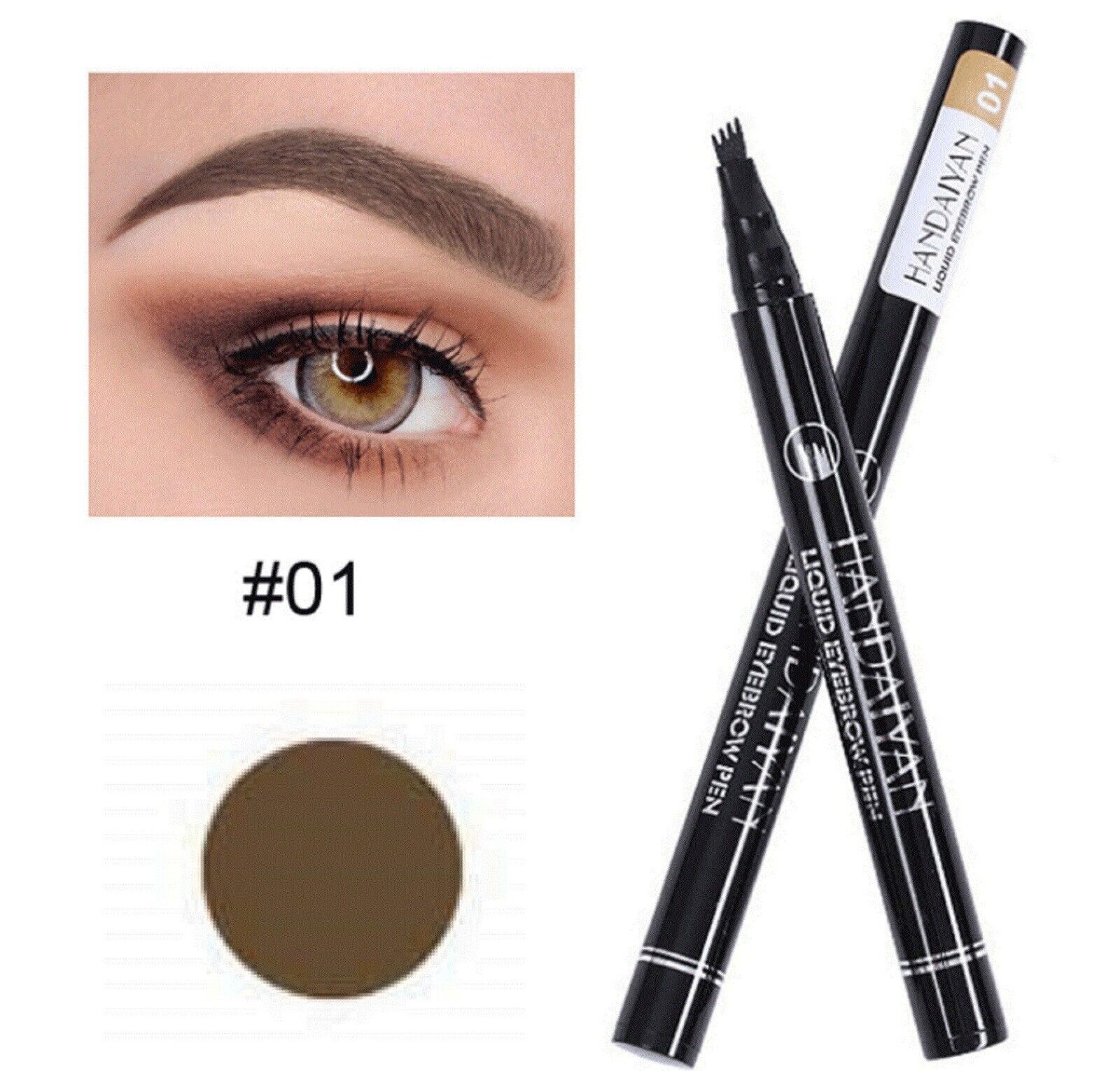 New 3D Eyebrow Tattoo Fork Pen Pencil Microblading 4Tip Brow Enhancer Waterproof