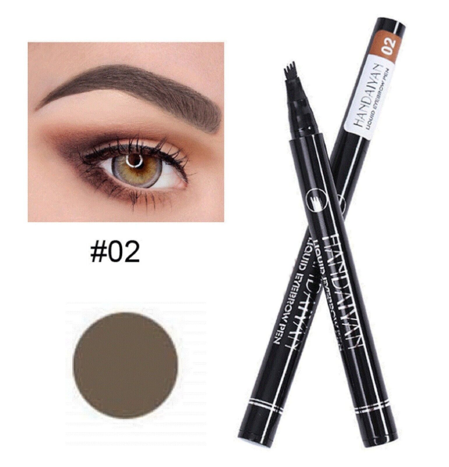 New 3D Eyebrow Tattoo Fork Pen Pencil Microblading 4Tip Brow Enhancer Waterproof