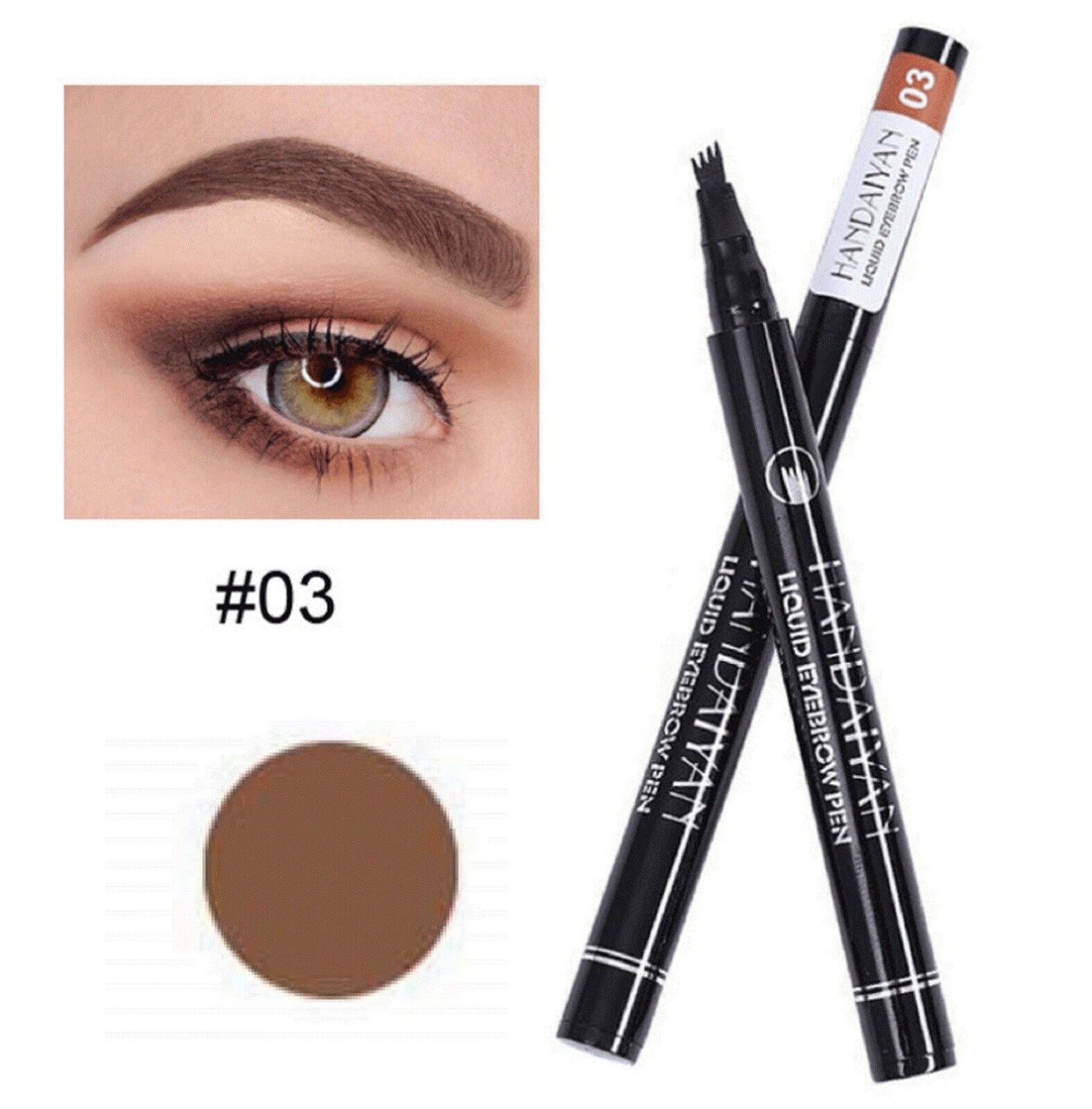 New 3D Eyebrow Tattoo Fork Pen Pencil Microblading 4Tip Brow Enhancer Waterproof